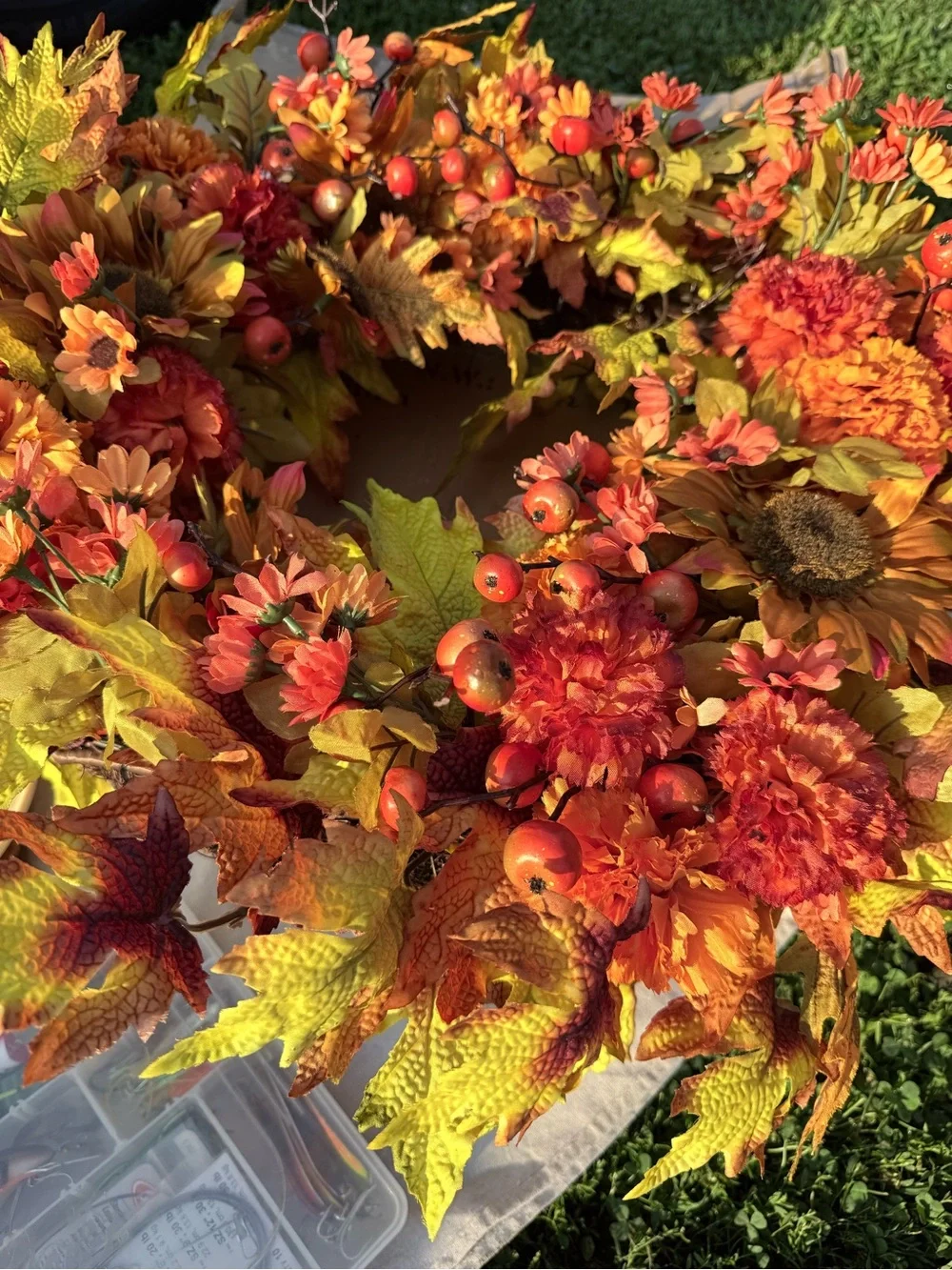 Autumn Harvest Orange Fall Wreath Balsam Hill Wreath Sunburst Mums Wreath